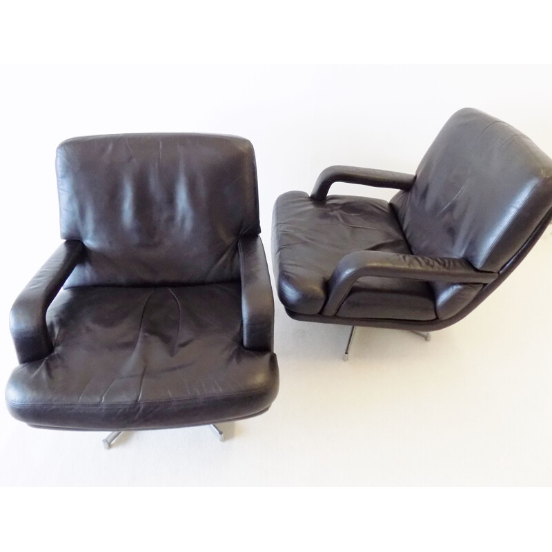Paire de fauteuils vintage "Don" noirs Walter Knoll de Bernd Münzebrock