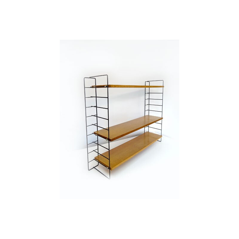 Steel and wood wall shelf - 1950s 