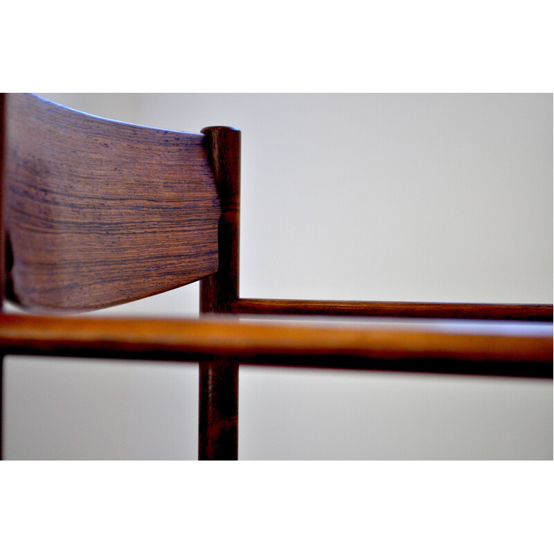 Vintage rosewood and red wool armchair