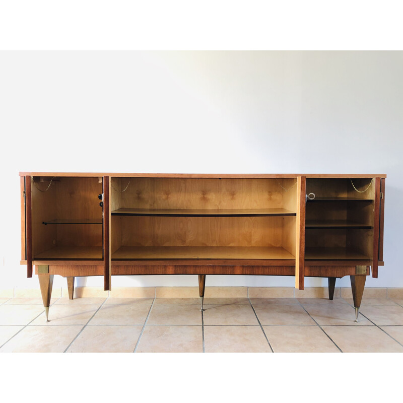 Vintage French walnut sideboard with 4 doors 