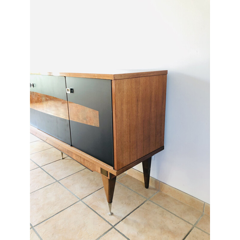 Buffet vintage français en noyer à 4 portes 