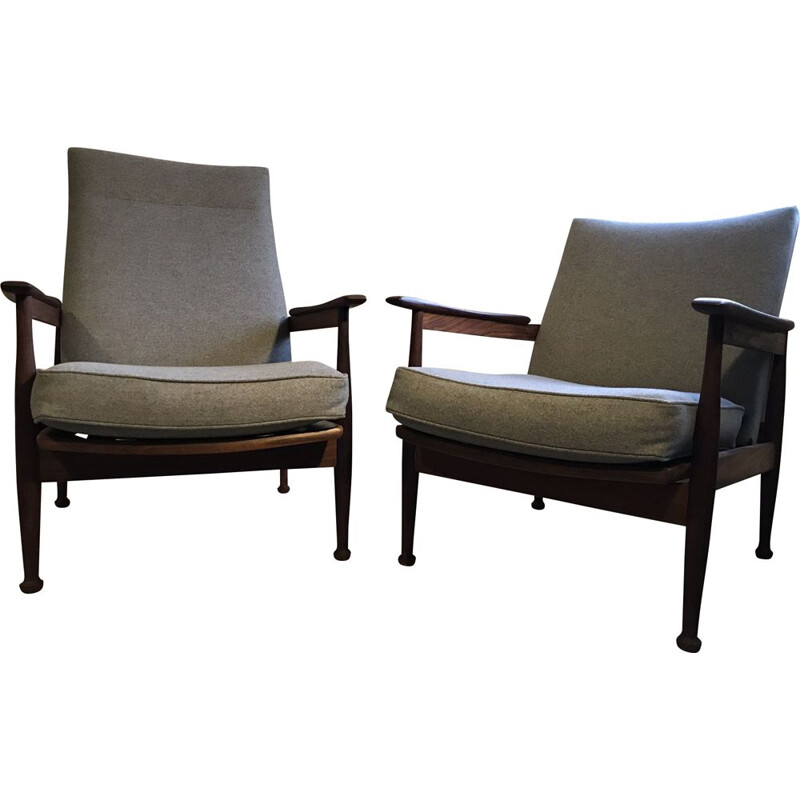 Lounge set "Manathan" with 2 armchairs and 1 pouf by Guy Rogers 1960s