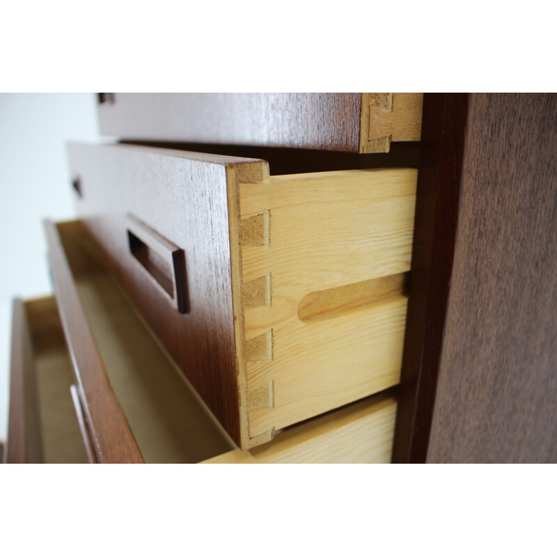 Vintage Danish teak chest of drawers with 6 drawers 1960s 