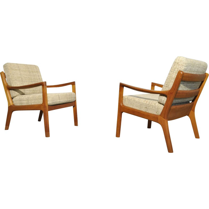 Vintage elegant teak easy chairs "Senator series" by Ole Wanscher for Cado, 1960s