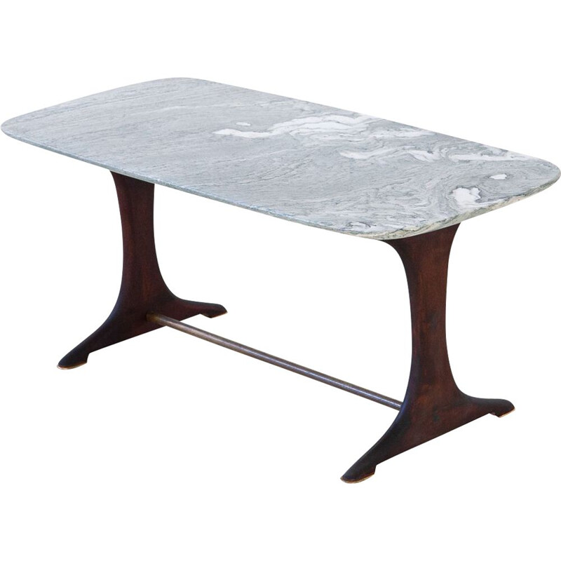 Vintage Italian low table with marble top 1950s 