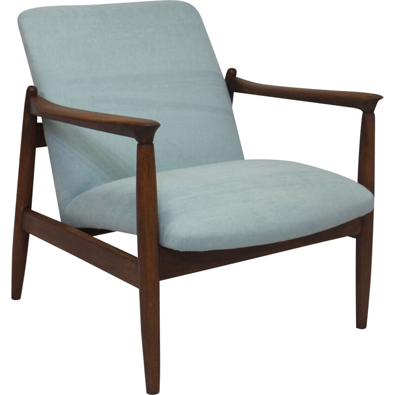 Vintage GFM-142 blue cloth armchair by Edmund Homa 1960 