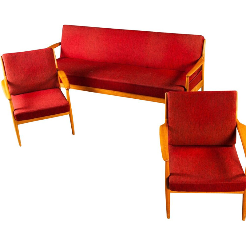 Ensemble canapé ou lit de repos et deux fauteuils design par Casala 1950 