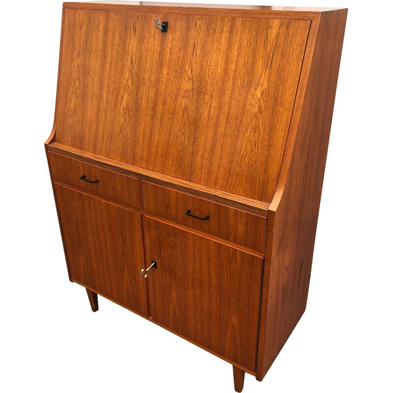 Vintage Scandinavian secretary desk with sycamore interior, 1960