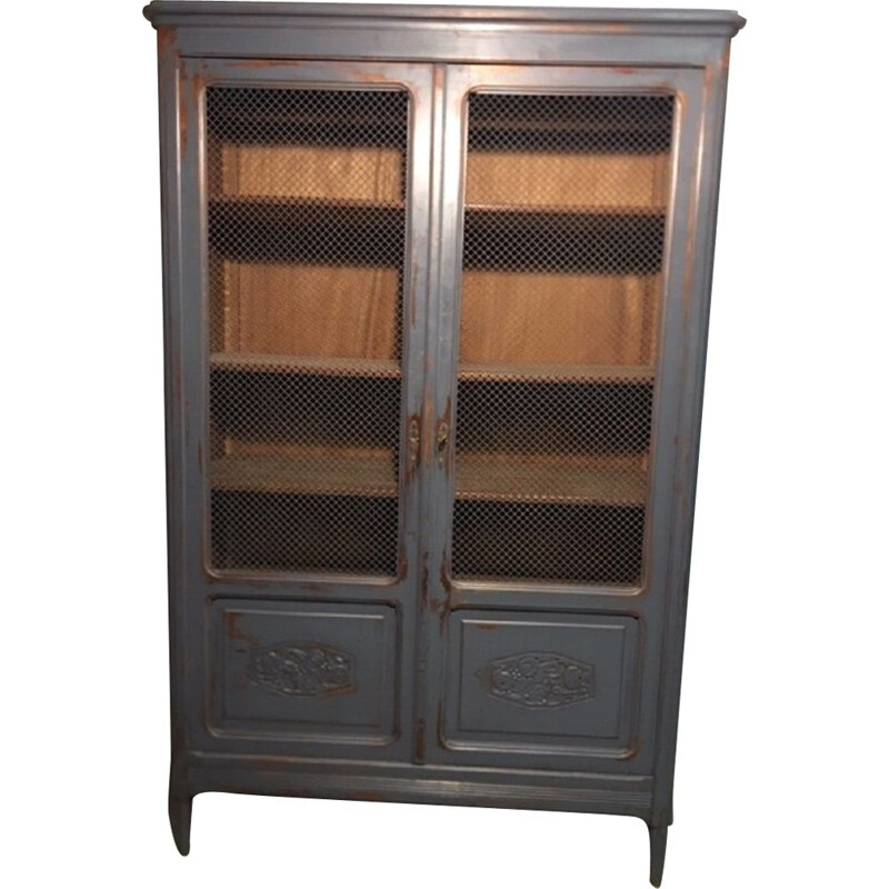 Armoire bibliothèque vintage grillagée