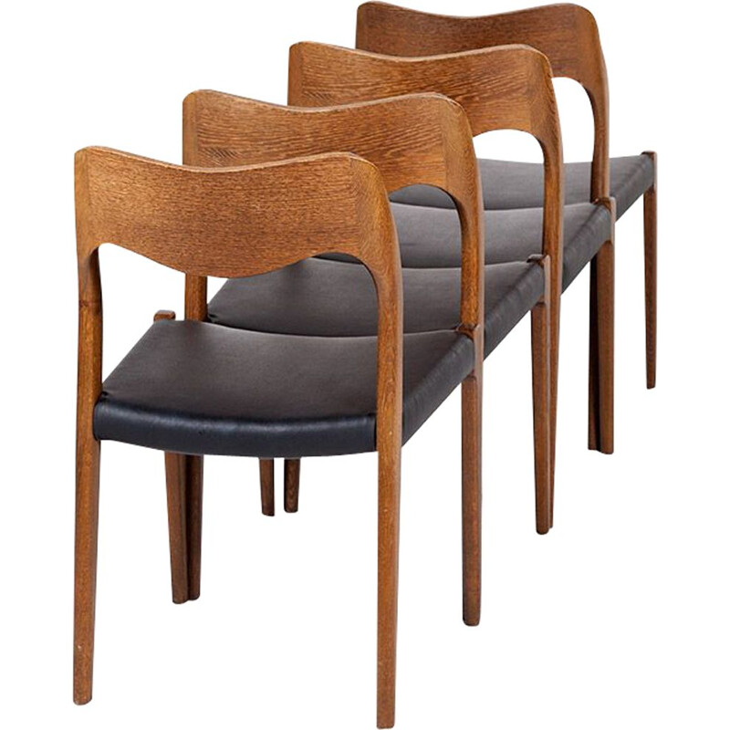 Vintage set of 4 No. 71 Dining Chairs by Niels Otto Møller for J.L. Møllers, 1960s