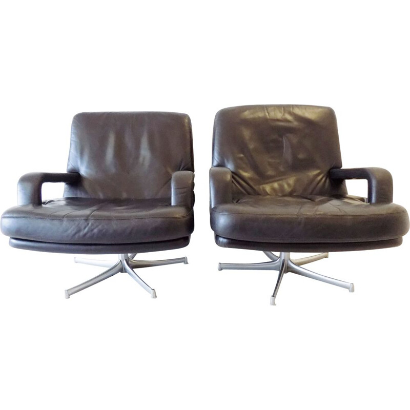 Vintage pair of black Walter Knoll "Don" chairs by Bernd Münzebrock