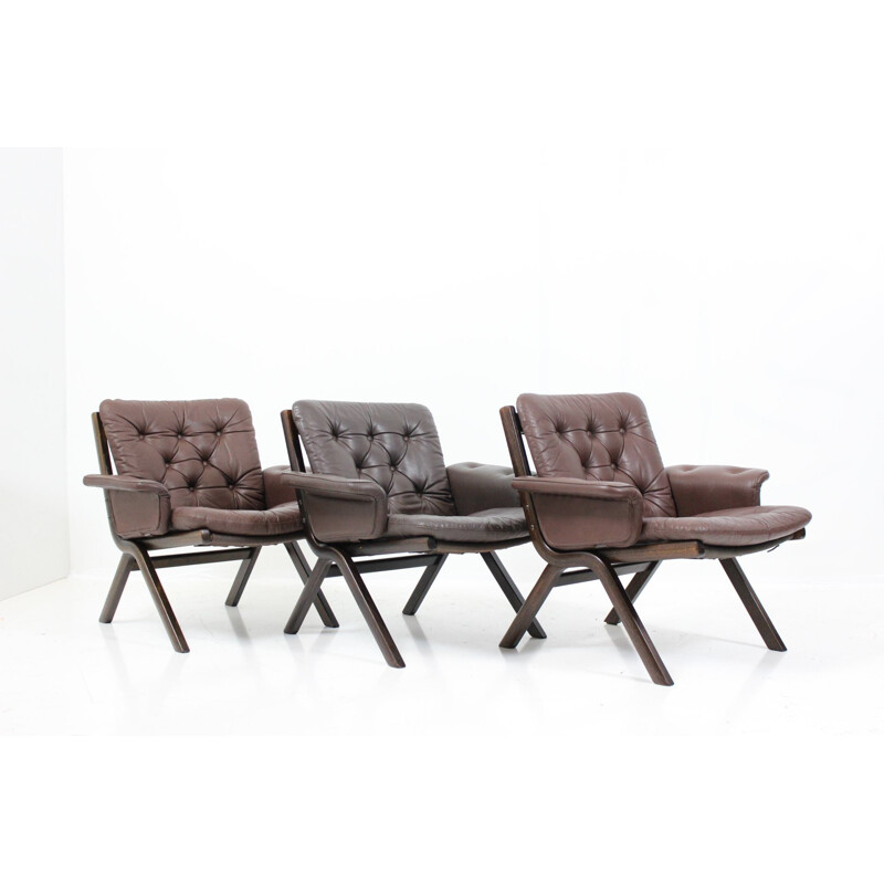 Scandinavian westnofa armchair in leather, Ingmar RELLING - 1960s