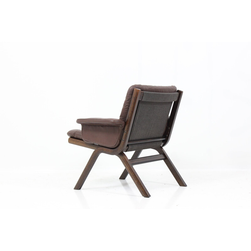 Fauteuil scandinave en cuir Westnofa, Ingmar RELLING - 1960