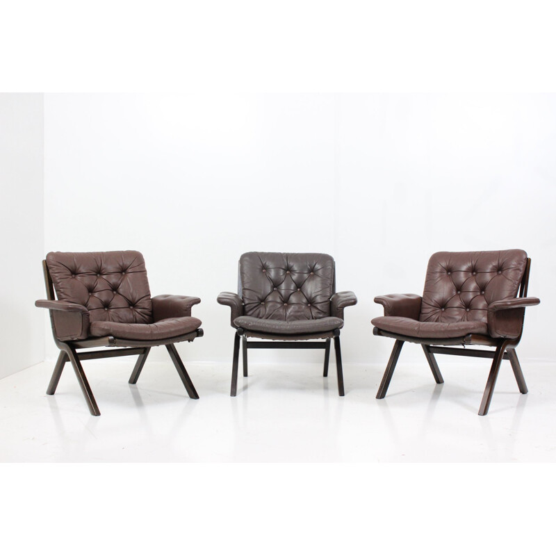 Scandinavian westnofa armchair in leather, Ingmar RELLING - 1960s