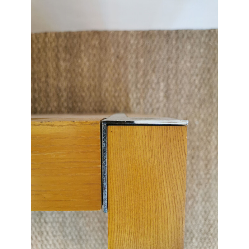 Vintage coffee table in wood and chrome, 1970