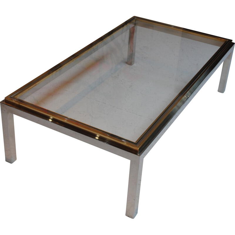 Table basse en verre et métal - 1970