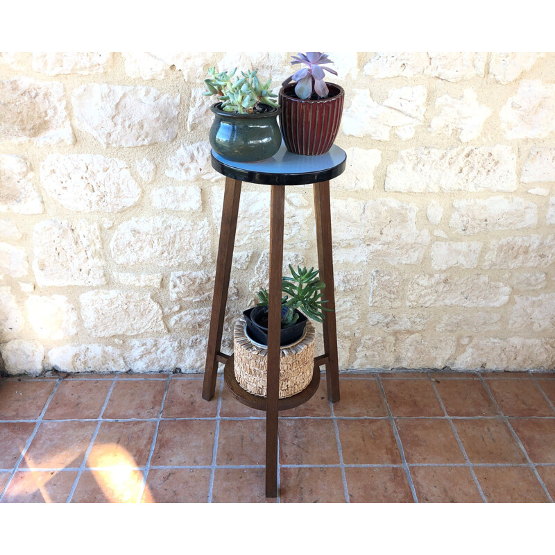 Vintage blue formica and wood 1960s top holder