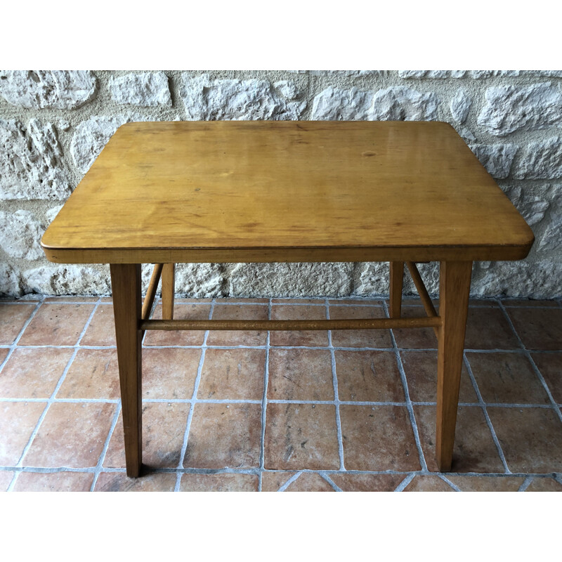 Vintage Scandinavian wood side table by Baumann 1960s