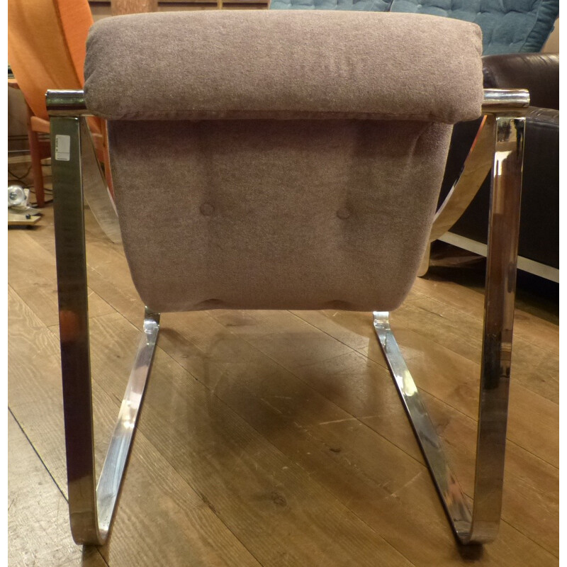 Vintage chromed metal lounge chair - 1970s