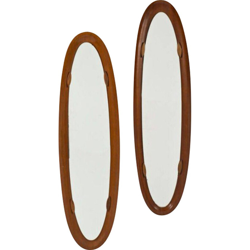 Pair of mirrors in teak, Franco CAMPO & Carlo GRAFFI - 1960s