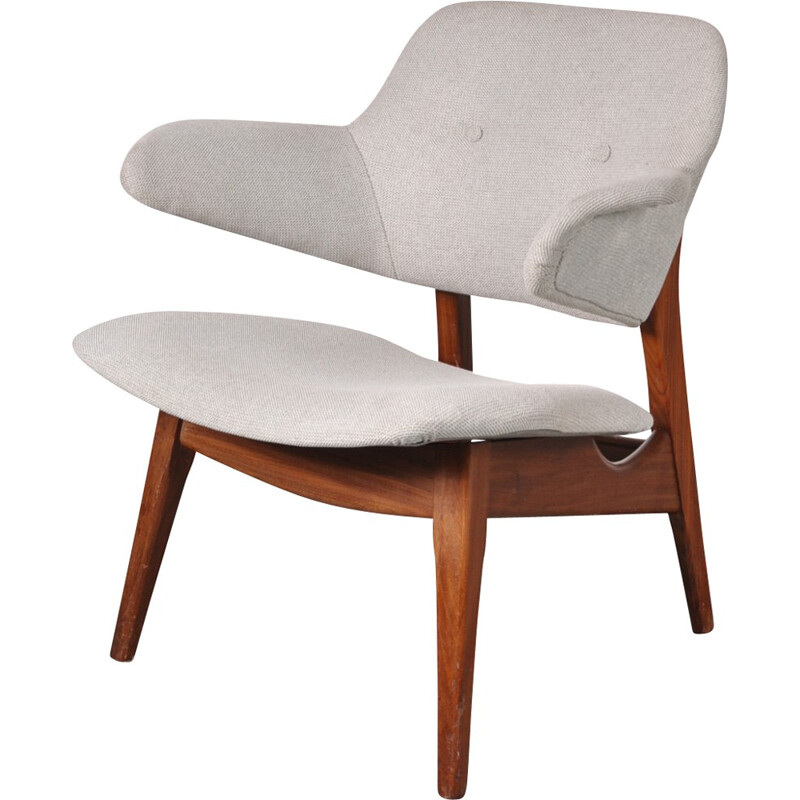 Vintage armchair in teak and fabric, Louis Van TEEFFELEN - 1950s