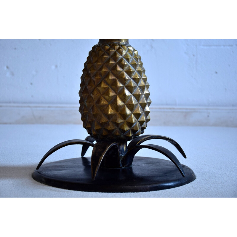 Vintage French Hollywood Regency Brass Pineapple Side Table, 1970s