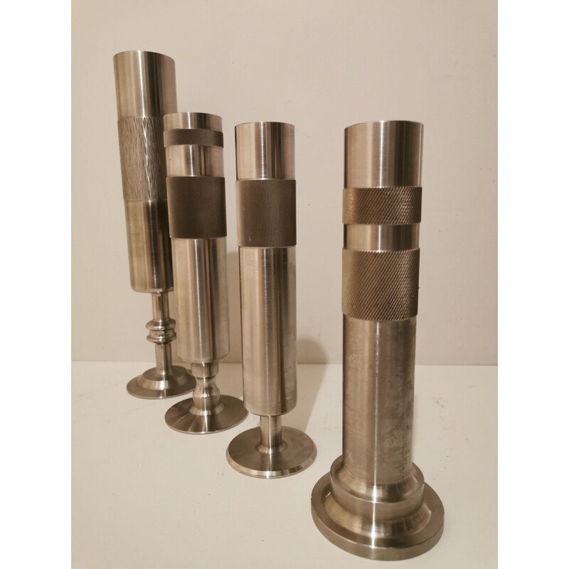 Set of 4 Vintage stainless steel vase 1970 