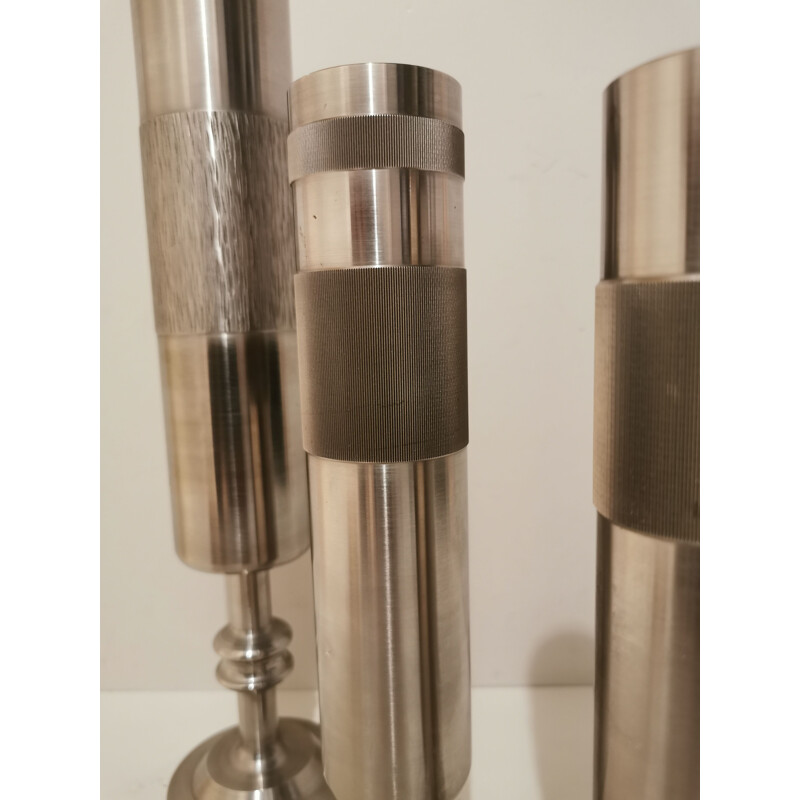 Set of 4 Vintage stainless steel vase 1970 