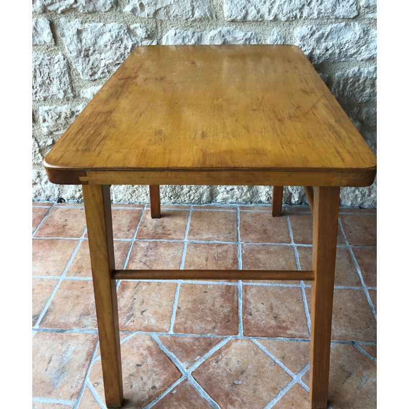 Vintage Scandinavian wood side table by Baumann 1960s