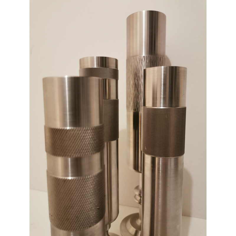 Set of 4 Vintage stainless steel vase 1970 