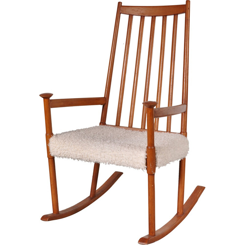 Rocking chair vintage en teck - 1950