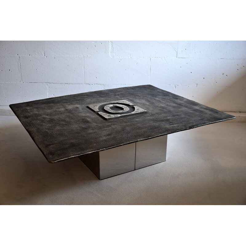 Vintage Aluminium Coffee Table by Willy Ceyens, Belgium 1970