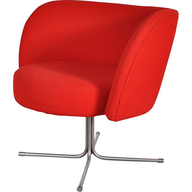 Vintage Scandinavian easy chair with metal crossbase - 1960s