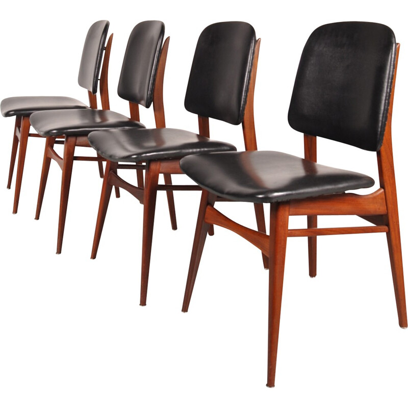 Set of four teak dining chairs, Louis VAN TEEFFELEN - 1950s