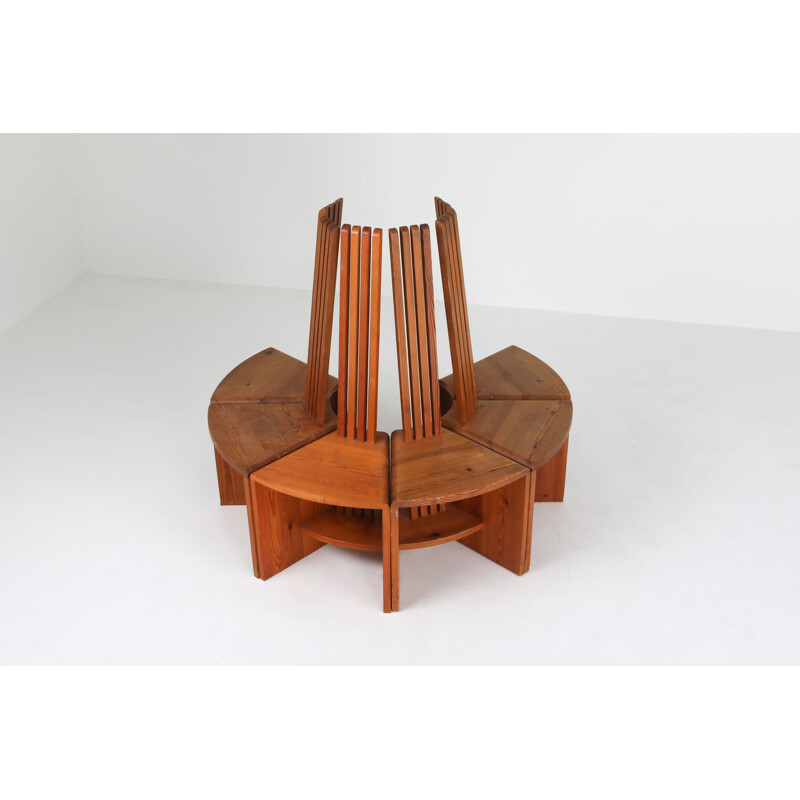 Lot de chaises vintage inhabituelles en pin, 1960