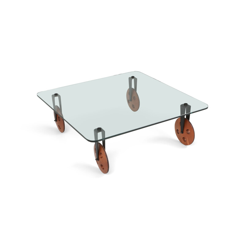Modern vintage coffee table with wheels, 1970s