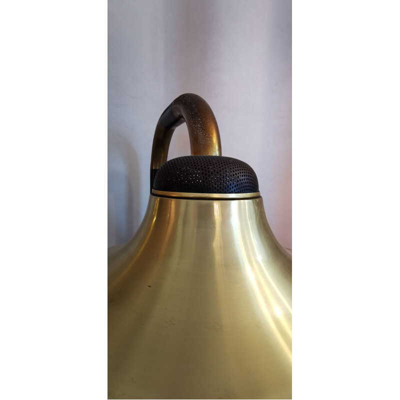 Vintage bell floor lamp in black metal and brass, 1960