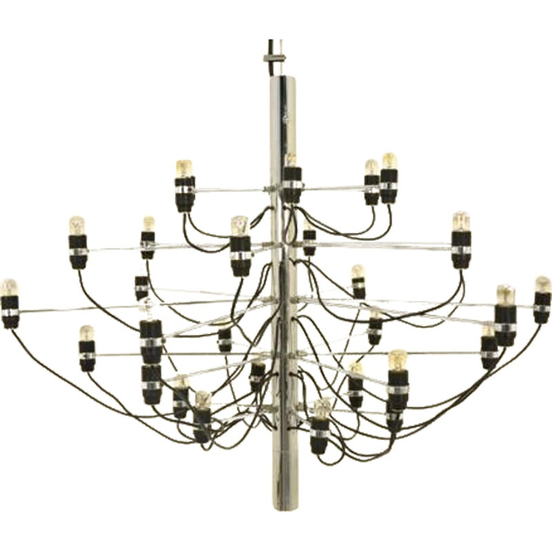 Arteluce "2097" chandelier in chrome steel, Gino SARFATTI - 1950s