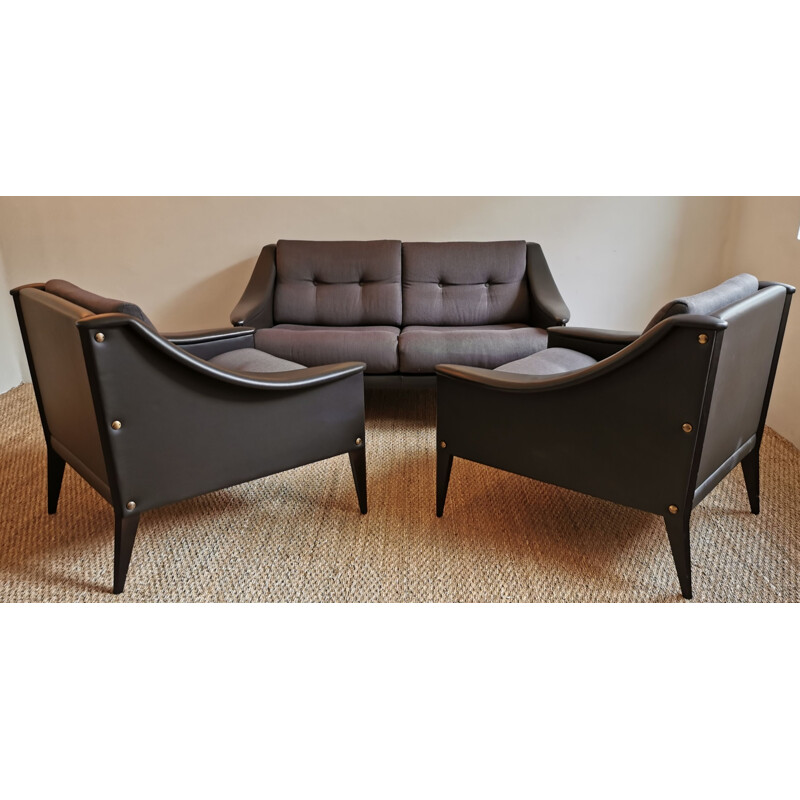 Lounge Set "Dezza" in eather by Gio Ponti for Paltrona Fau
