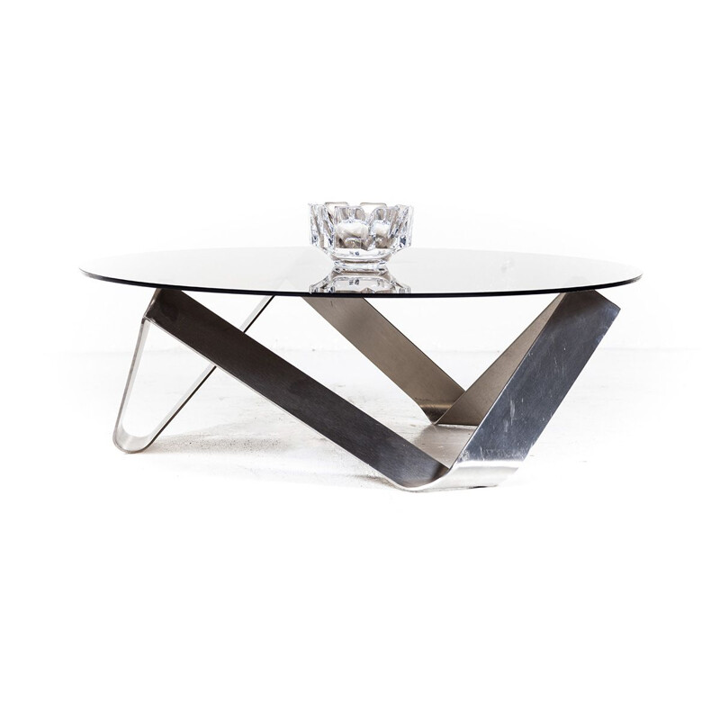 Vintage Glass Coffee Table by Knut Hesterberg for Ronald Schmitt, 1970s