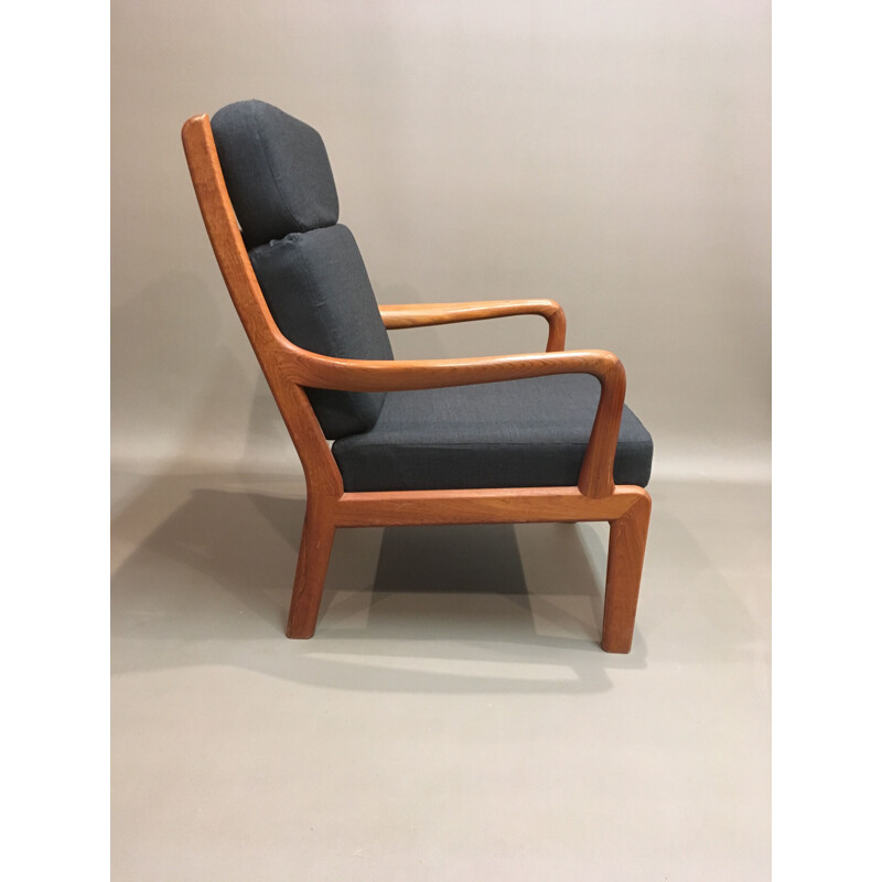 Vintage Scandinavian Armchair and it's ottoman in teak 1950