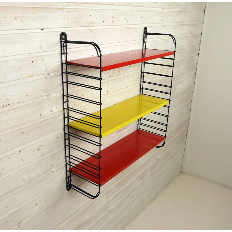 Vintage colorful metal shelf by A. D. Dekker for Tomado, Netherlands, 1950s