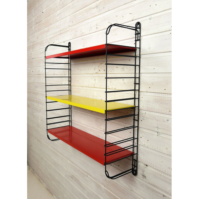 Vintage colorful metal shelf by A. D. Dekker for Tomado, Netherlands, 1950s