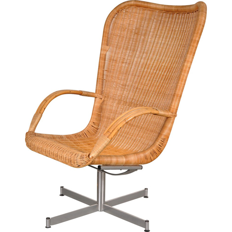 Fauteuil en osier et métal chromé, Dirk van SLIEDREGT - 1960