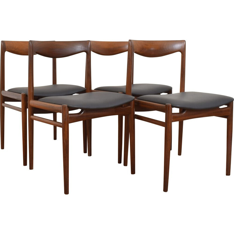 Ensemble de 4 chaises à repas vintage en teck de Lübke, 1960