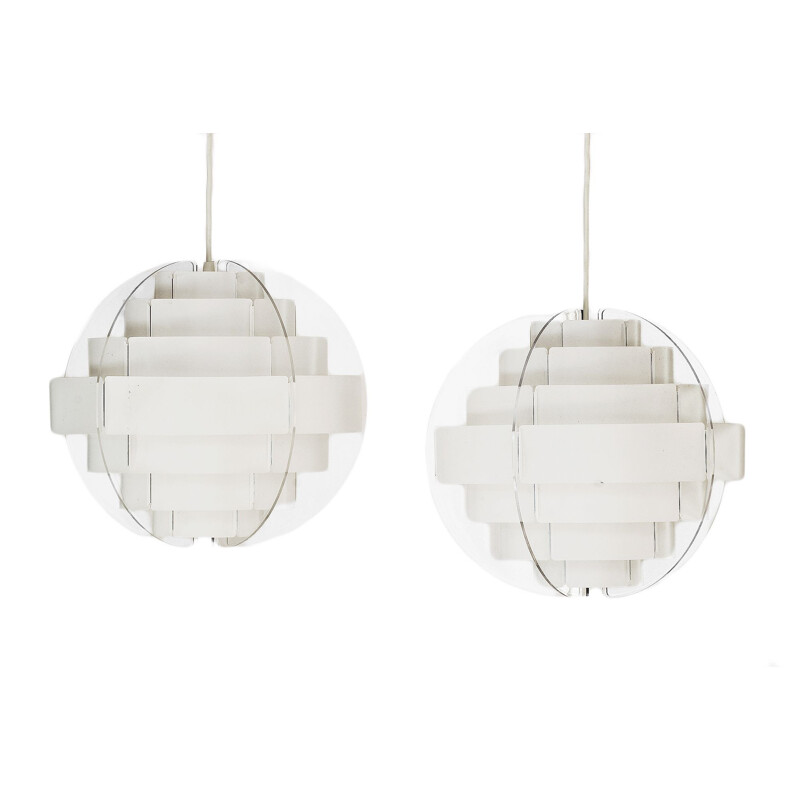 Pair of pendant lights "Strips" by Brylle & Jacobsen for Quality System, Denmark 1980s