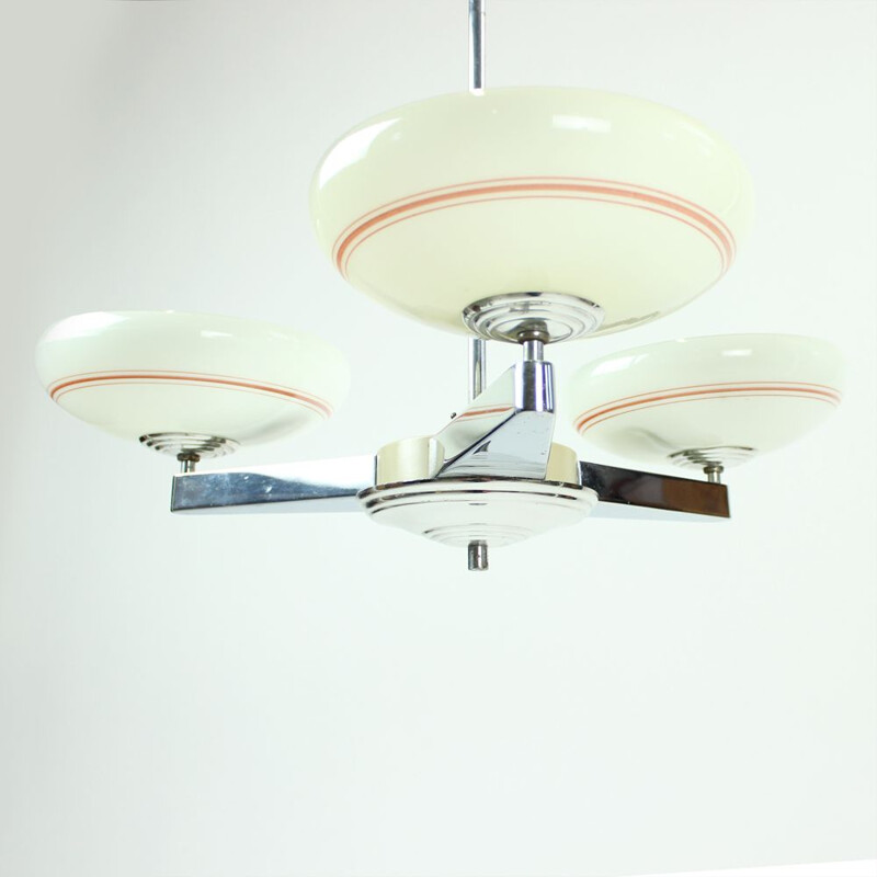 Vintage Bauhaus Ceiling Light In Chrome, Czechoslovakia 1920s