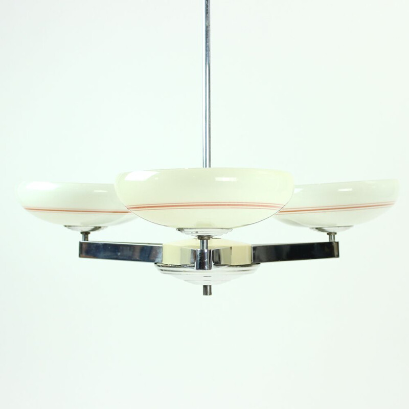 Vintage Bauhaus Ceiling Light In Chrome, Czechoslovakia 1920s