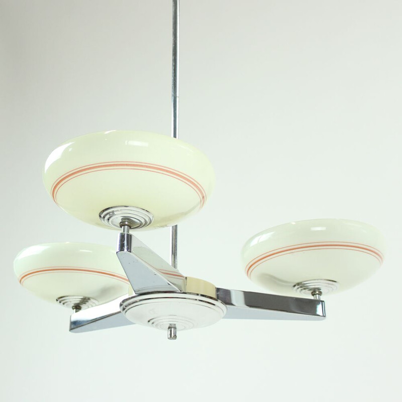 Vintage Bauhaus Ceiling Light In Chrome, Czechoslovakia 1920s