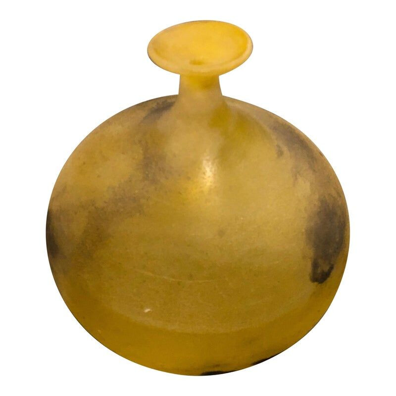 Vintage vase "Scavo" in yellow Murano glass by Cenedese, 1970